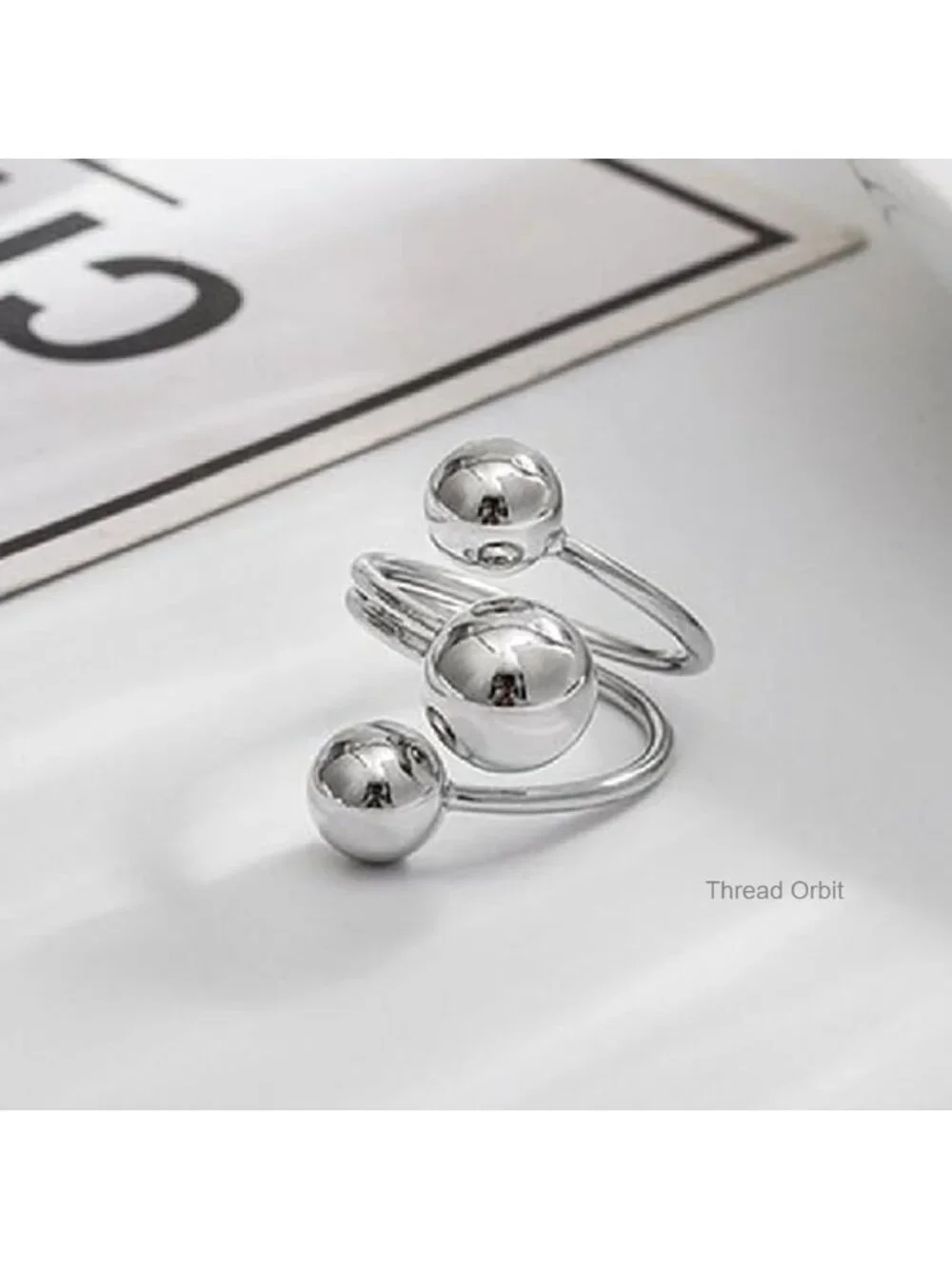 Minimalist Open Ball Statement Ring Stainless Steel Gold Plated Size 8 Layered